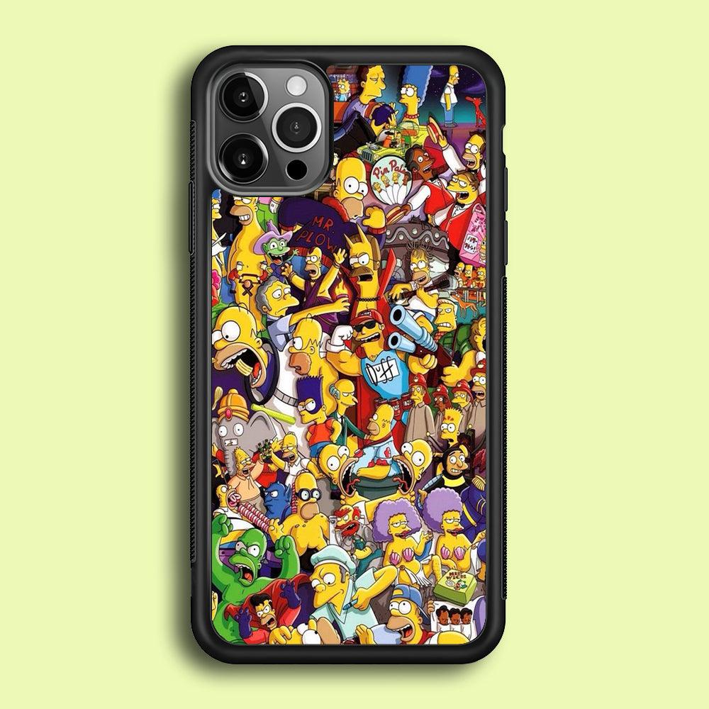 Simpson All Character iPhone 12 Pro Case-Rubber / Black (2D Case)-Xtracase