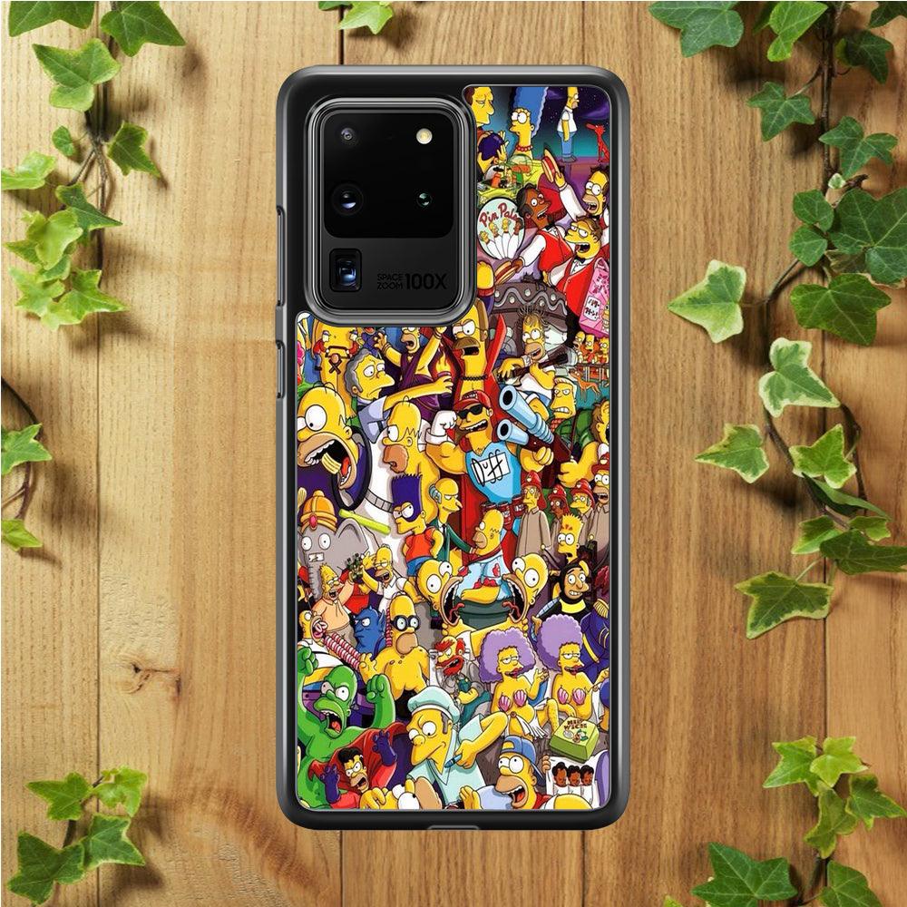 Simpson All Character Samsung Galaxy S20 Ultra Case-Rubber / Black (2D Case)-Xtracase