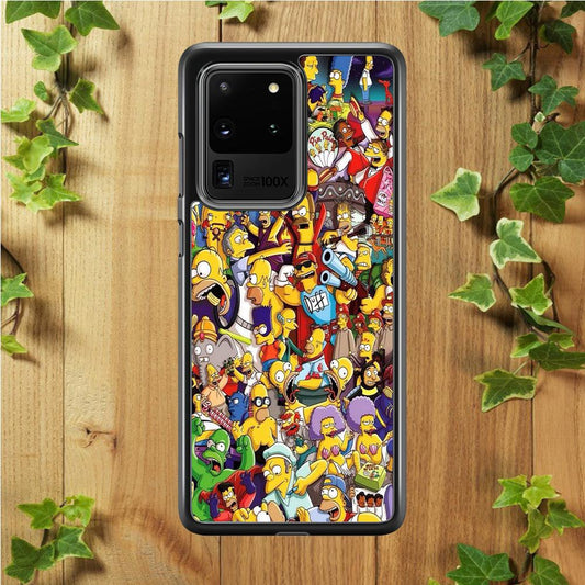 Simpson All Character Samsung Galaxy S20 Ultra Case-Rubber / Black (2D Case)-Xtracase