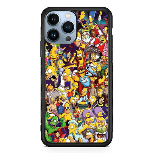 Simpson All Character iPhone 13 Pro Case-Rubber / Black (2D Case)-Xtracase