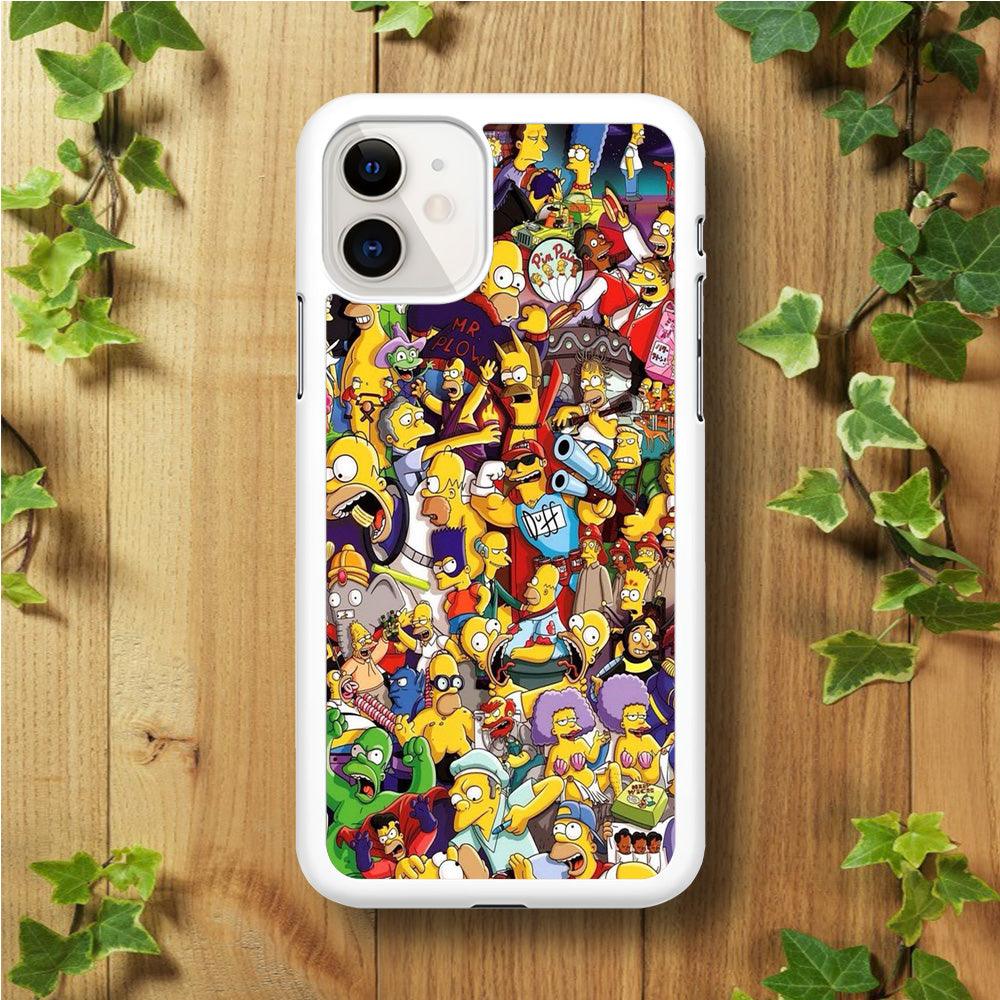 Simpson All Character iPhone 11 Case-Rubber / White (2D Case)-Xtracase