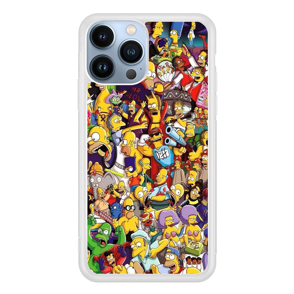 Simpson All Character iPhone 13 Pro Case-Rubber / White (2D Case)-Xtracase