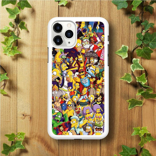 Simpson All Character iPhone 11 Pro Case-Rubber / White (2D Case)-Xtracase