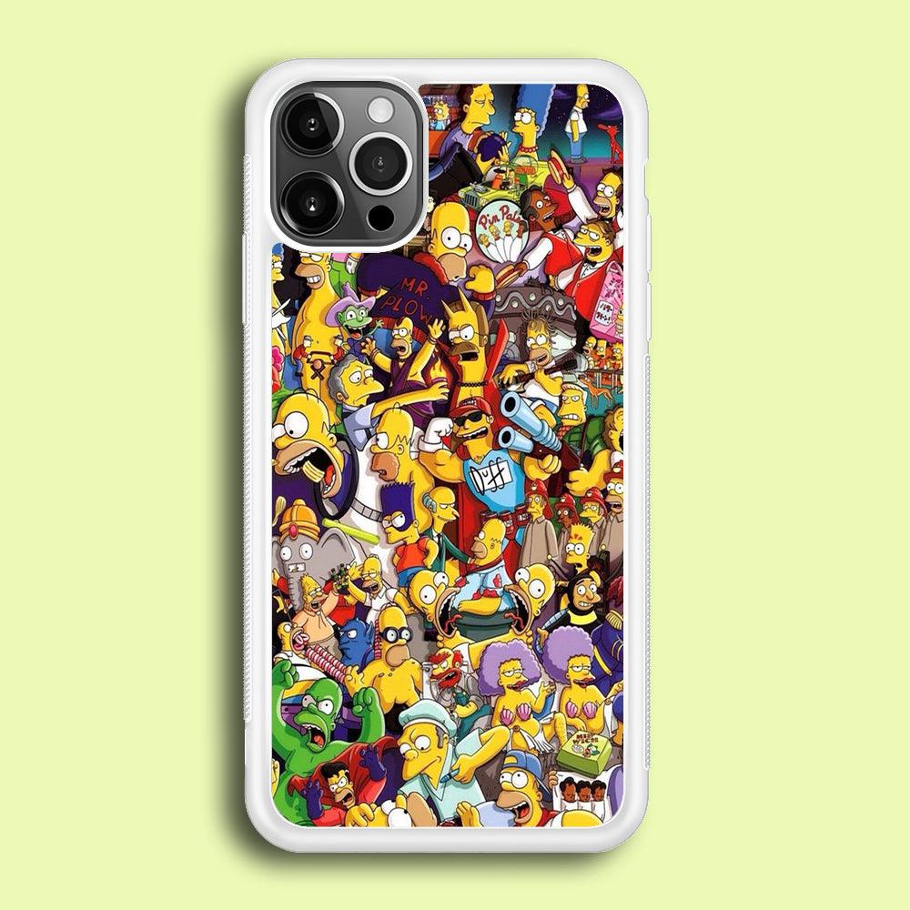Simpson All Character iPhone 12 Pro Case-Rubber / White (2D Case)-Xtracase