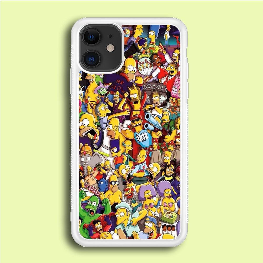 Simpson All Character iPhone 12 Case-Rubber / White (2D Case)-Xtracase