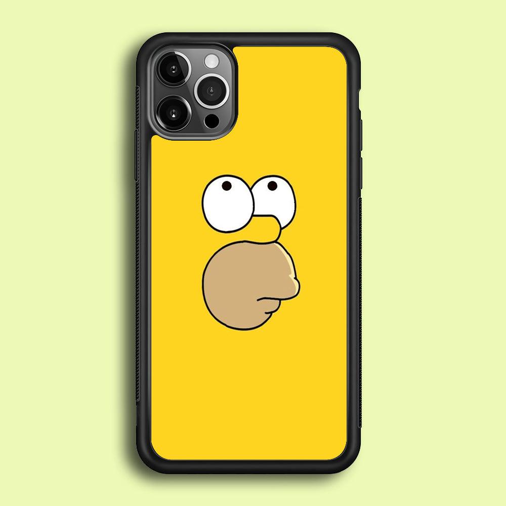Simpson Homer Face iPhone 12 Pro Case-Rubber / Black (2D Case)-Xtracase