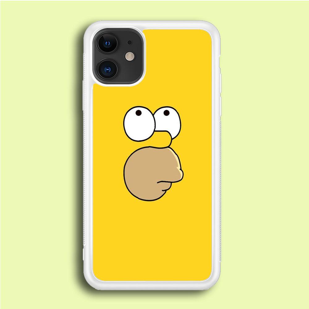 Simpson Homer Face iPhone 12 Case-Rubber / White (2D Case)-Xtracase