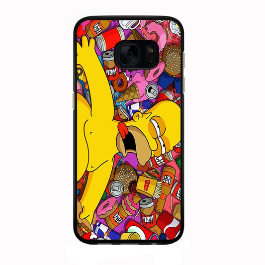 Simpson Homer High Samsung Galaxy S7 Edge Case-Rubber / Black (2D Case)-Xtracase