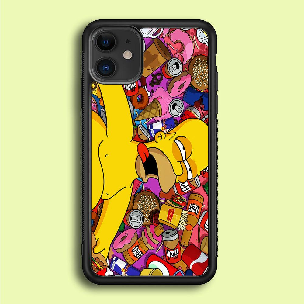 Simpson Homer High iPhone 12 Mini Case-Rubber / Black (2D Case)-Xtracase