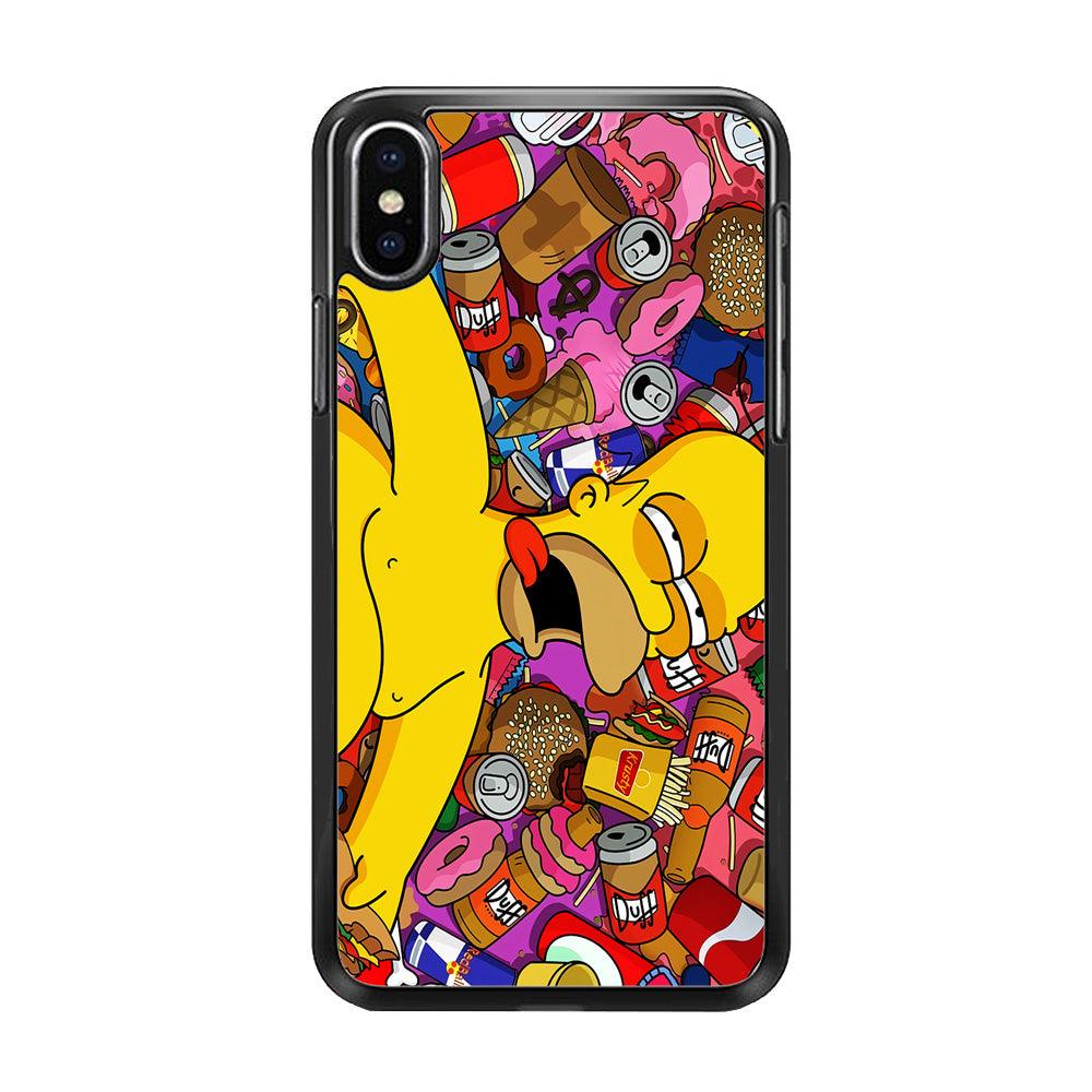 Simpson Homer High iPhone Xs Case-Rubber / Black (2D Case)-Xtracase