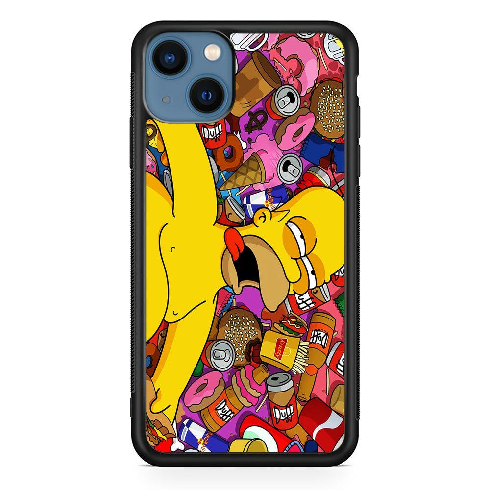 Simpson Homer High iPhone 13 Case-Rubber / Black (2D Case)-Xtracase