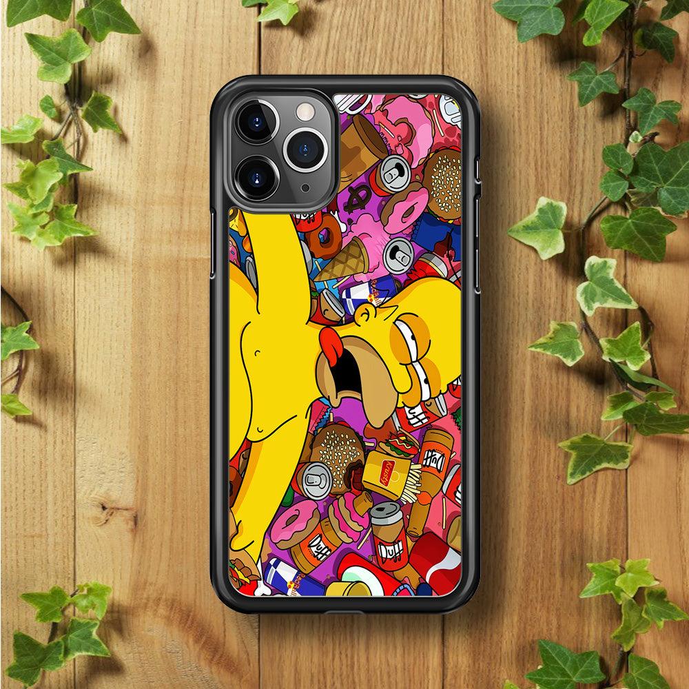 Simpson Homer iPhone 11 Pro Case-Rubber / Black (2D Case)-Xtracase