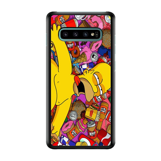 Simpson Homer High Samsung Galaxy S10 Case-Rubber / White (2D Case)-Xtracase