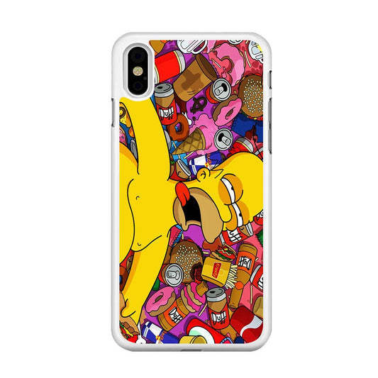 Simpson Homer High iPhone X Case-Rubber / White (2D Case)-Xtracase