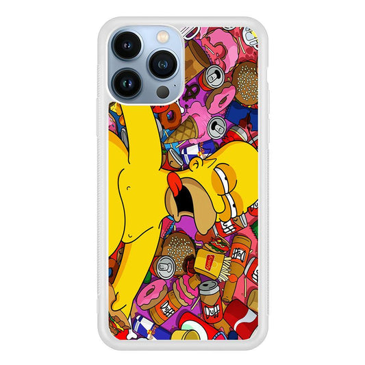 Simpson Homer High iPhone 13 Pro Max Case-Rubber / White (2D Case)-Xtracase