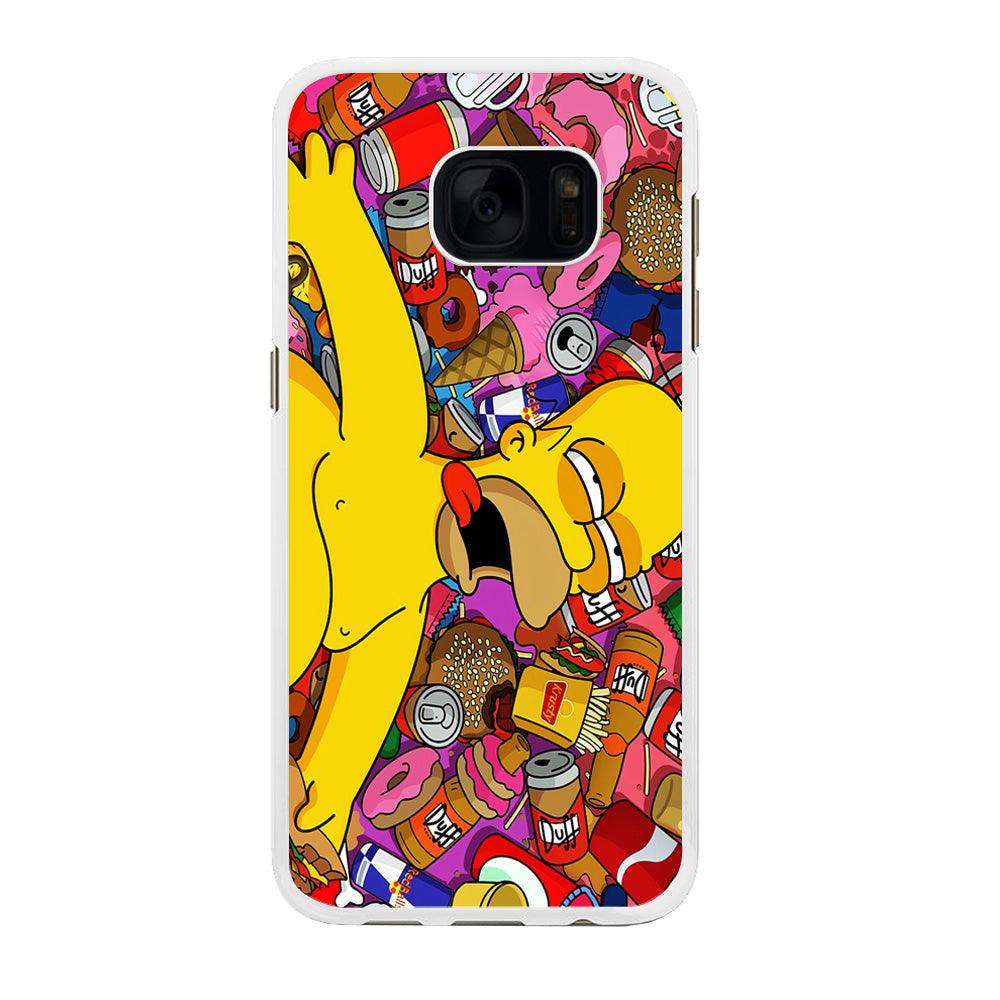 Simpson Homer High Samsung Galaxy S7 Edge Case-Rubber / White (2D Case)-Xtracase