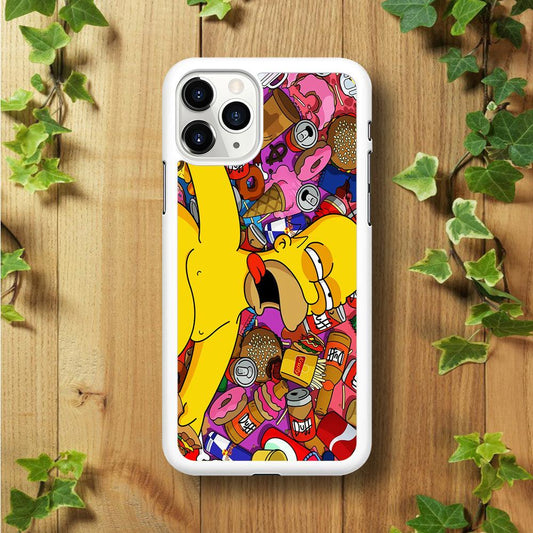 Simpson Homer High iPhone 11 Pro Max Case-Rubber / White (2D Case)-Xtracase