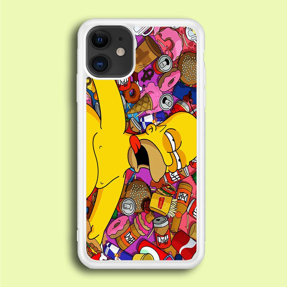 Simpson Homer High iPhone 12 Mini Case-Rubber / White (2D Case)-Xtracase