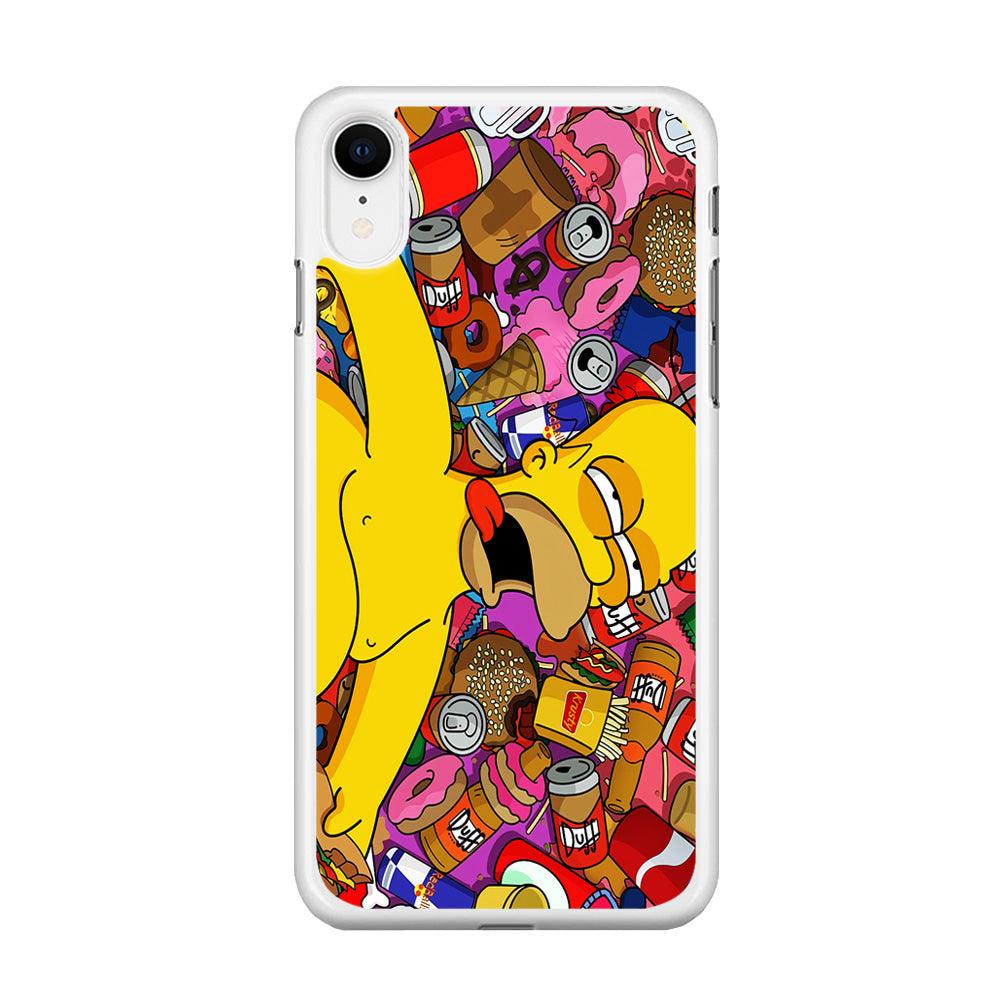 Simpson Homer High iPhone XR Case-Rubber / White (2D Case)-Xtracase