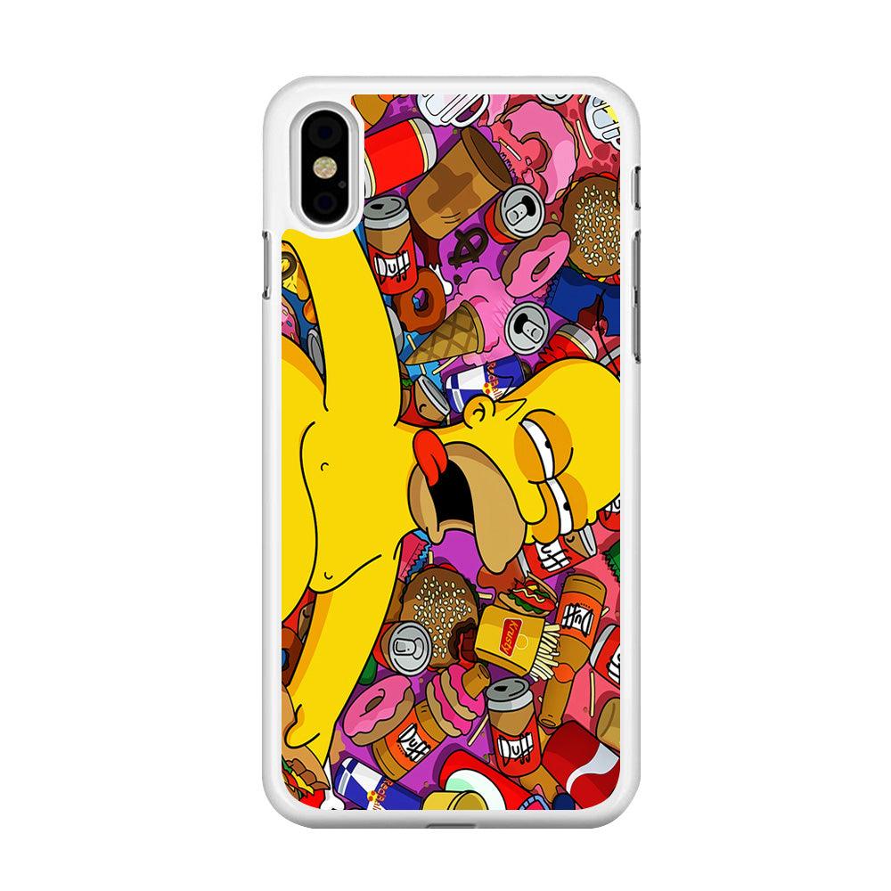 Simpson Homer High iPhone Xs Case-Rubber / White (2D Case)-Xtracase