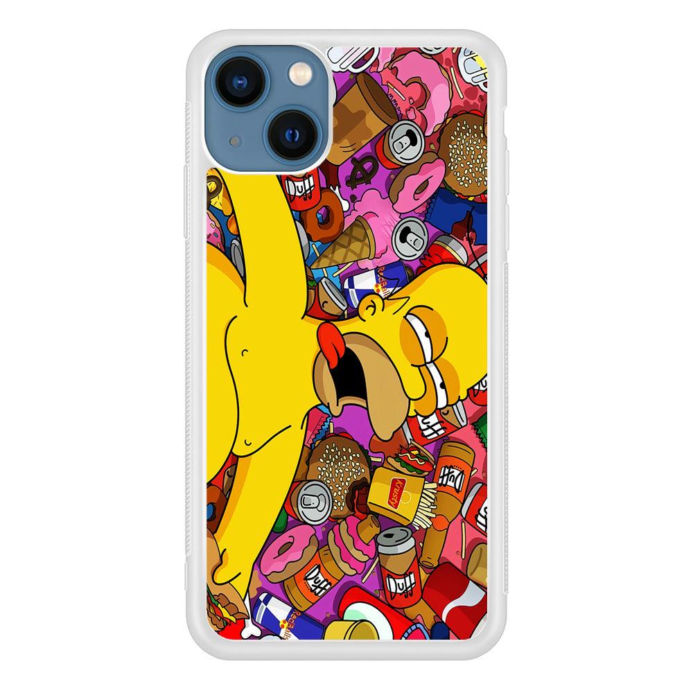 Simpson Homer High iPhone 13 Case-Rubber / White (2D Case)-Xtracase