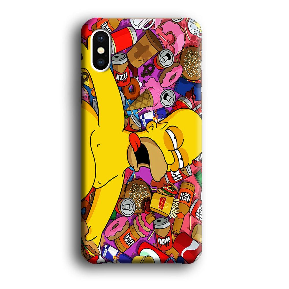 Simpson Homer High iPhone Xs Case-Plastic / Full Wrap (3D Case)-Xtracase