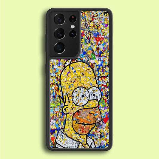 Simpson Homer Sticker Collection Samsung Galaxy S25 Ultra Case-Rubber / Black (2D Case)-Xtracase