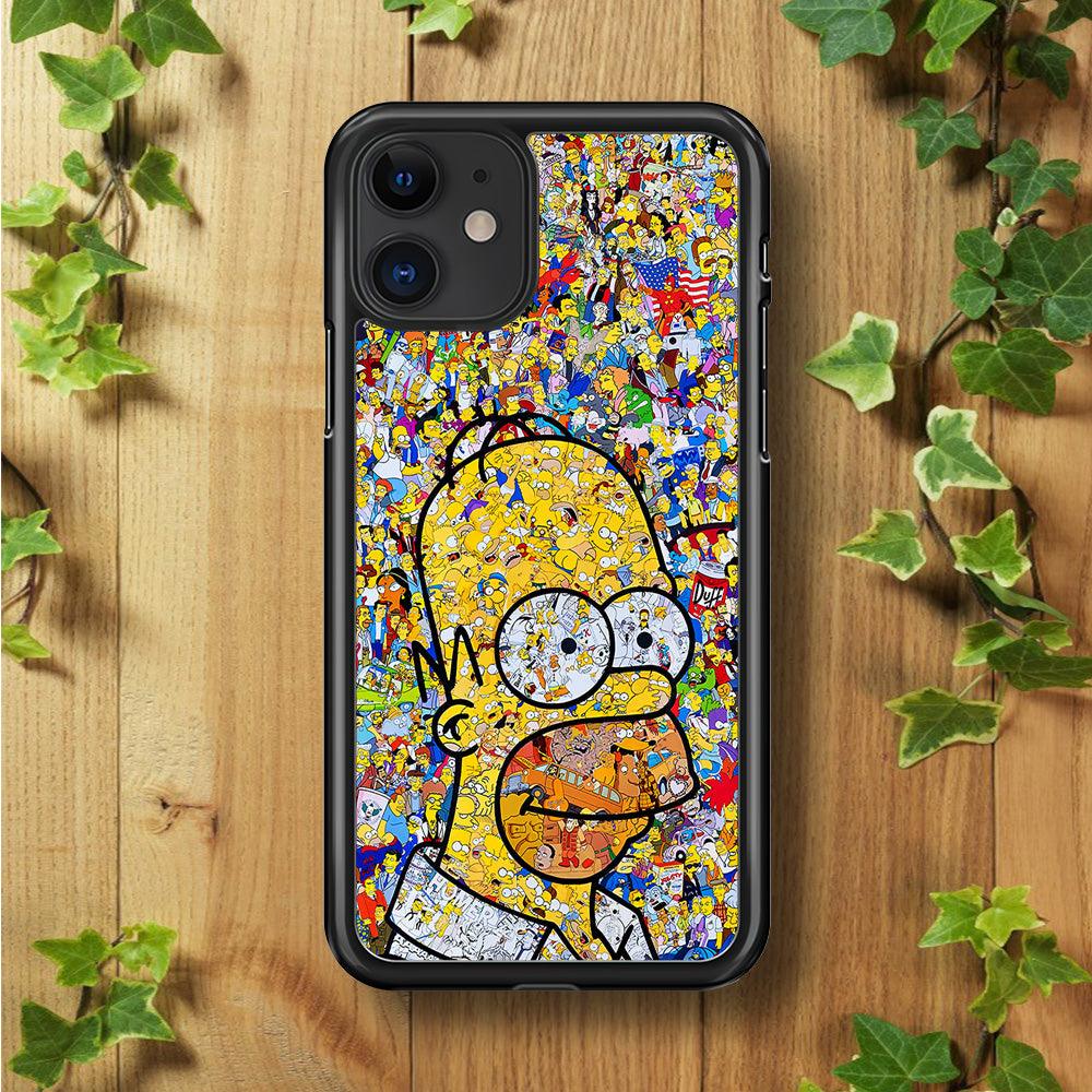 Simpson Homer Sticker Collection iPhone 11 Case-Rubber / Black (2D Case)-Xtracase