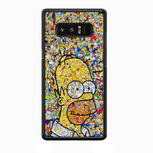 Simpson Homer Sticker Collection Samsung Galaxy Note 8 Case-Rubber / White (2D Case)-Xtracase