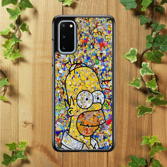 Simpson Homer Sticker Collection Samsung Galaxy S20 Case-Rubber / Black (2D Case)-Xtracase
