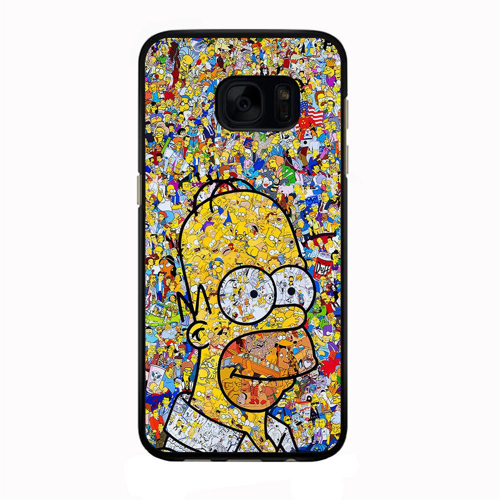 Simpson Homer Sticker Collection Samsung Galaxy S7 Edge Case-Rubber / Black (2D Case)-Xtracase
