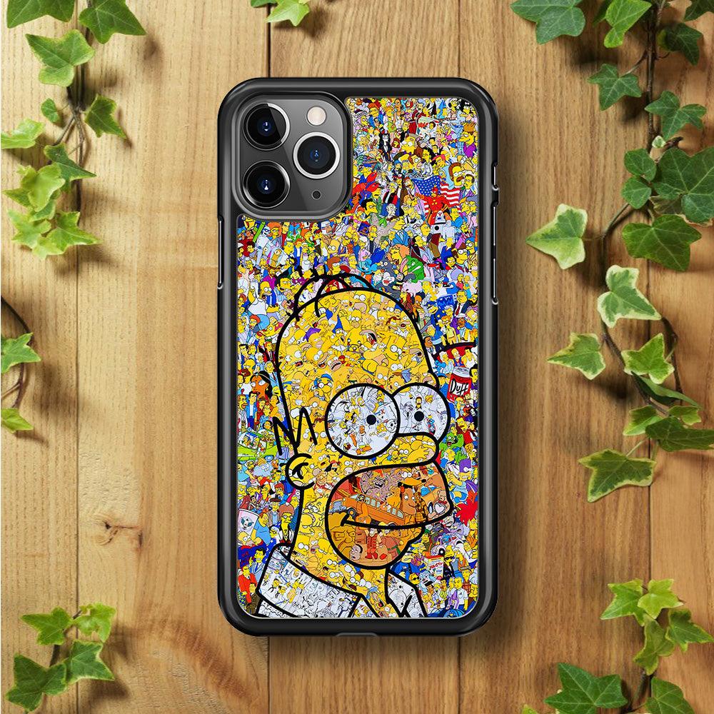 Simpson Homer Sticker Collection iPhone 11 Pro Case-Rubber / Black (2D Case)-Xtracase