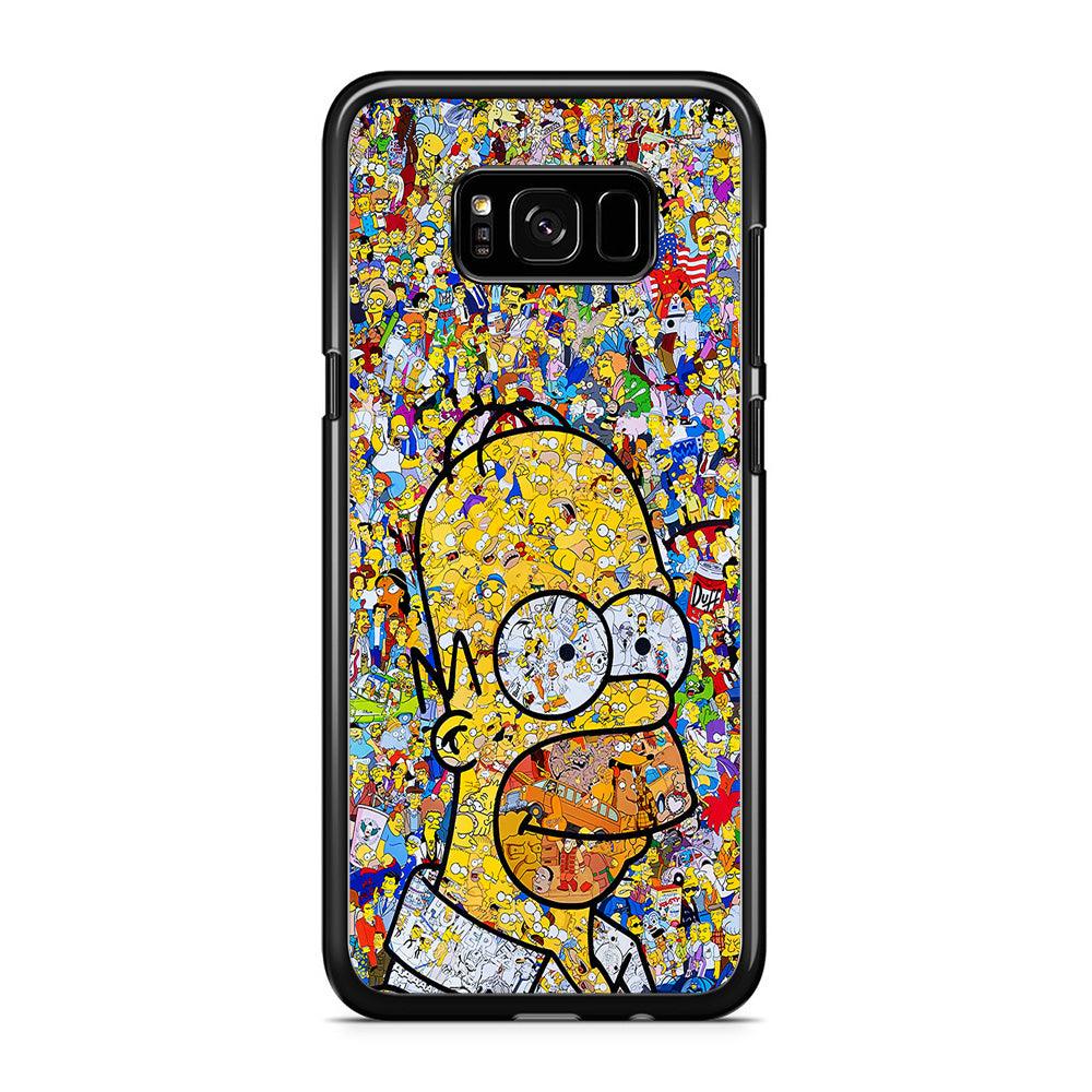 Simpson Homer Sticker Collection Samsung Galaxy S8 Case-Rubber / Black (2D Case)-Xtracase