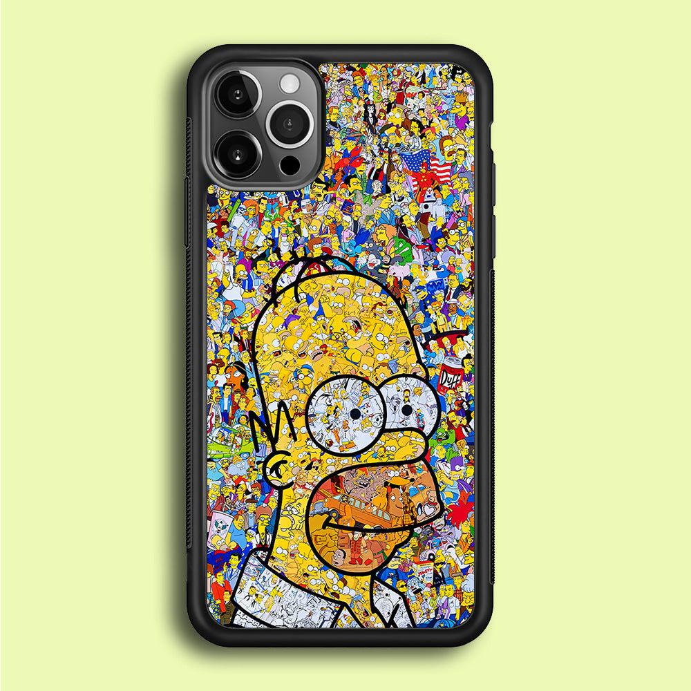 Simpson Homer Sticker Collection iPhone 12 Pro Case-Rubber / Black (2D Case)-Xtracase