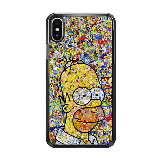 Simpson Homer Sticker Collection iPhone Xs Case-Rubber / Black (2D Case)-Xtracase
