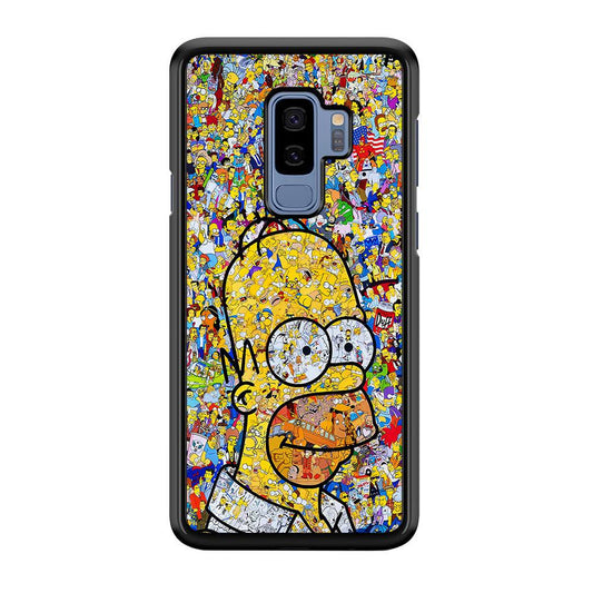 Simpson Homer Sticker Collection Samsung Galaxy S9 Plus Case-Rubber / Black (2D Case)-Xtracase