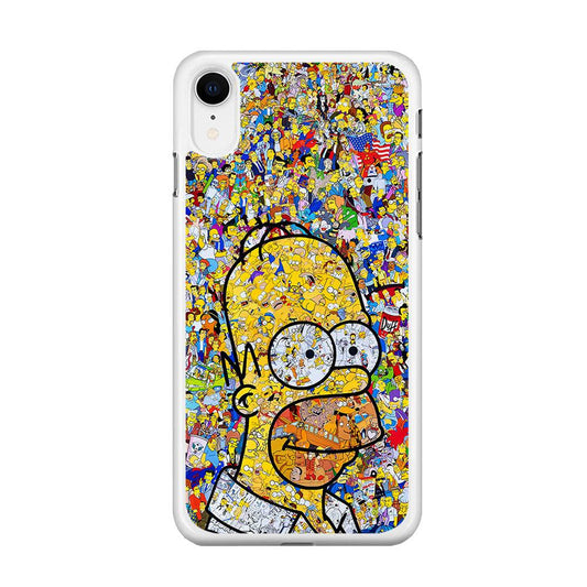 Simpson Homer Sticker Collection iPhone XR Case-Rubber / White (2D Case)-Xtracase