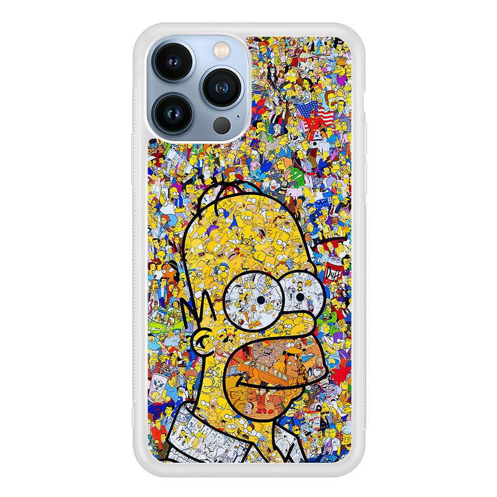 Simpson Homer Sticker Collection iPhone 13 Pro Max Case-Rubber / White (2D Case)-Xtracase
