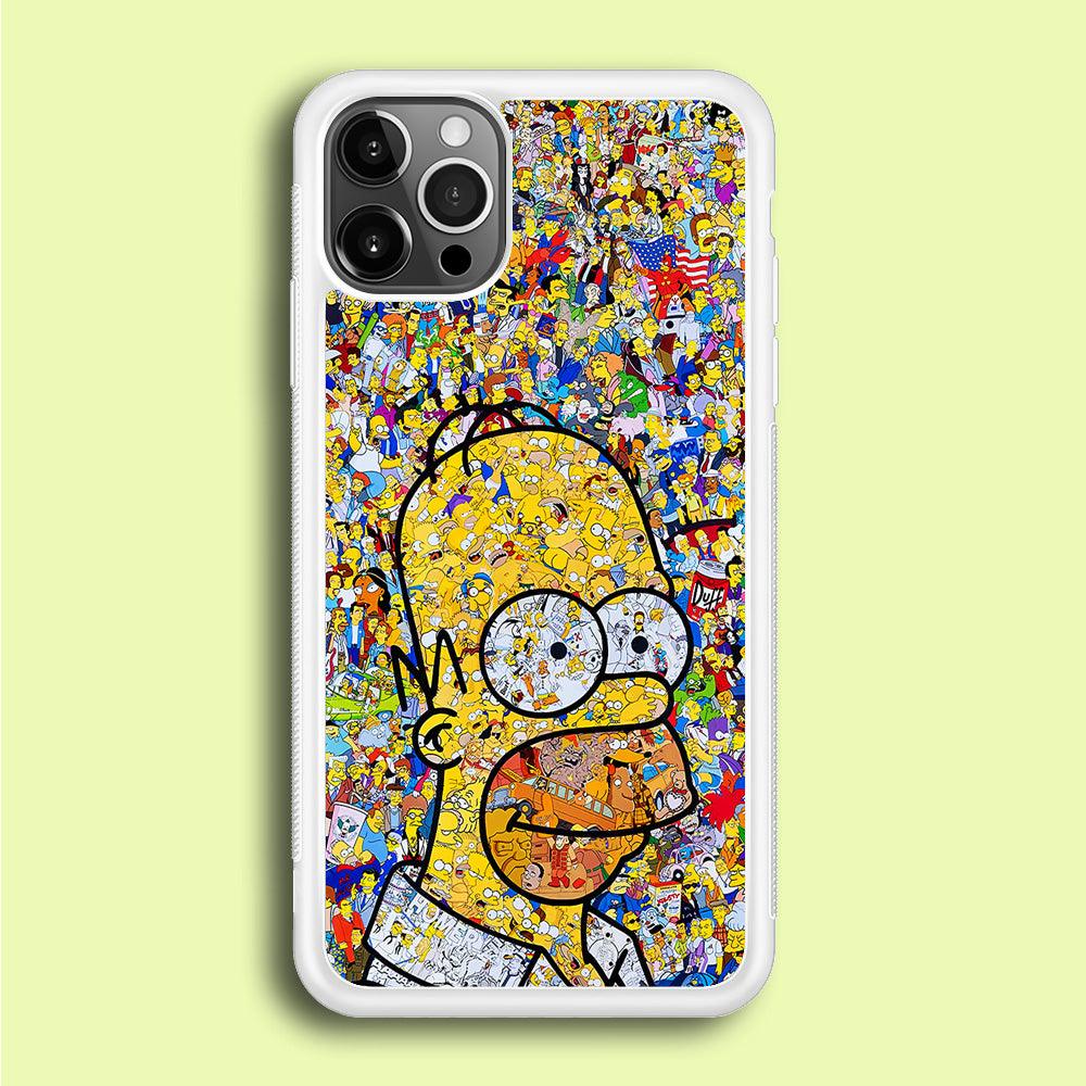Simpson Homer Sticker Collection iPhone 12 Pro Case-Rubber / White (2D Case)-Xtracase