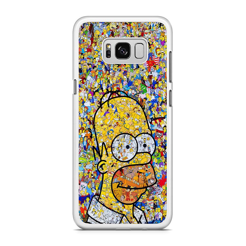 Simpson Homer Sticker Collection Samsung Galaxy S8 Case-Rubber / White (2D Case)-Xtracase