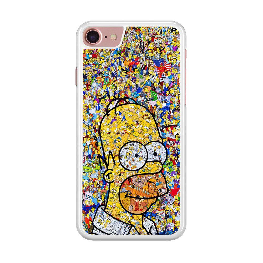 Simpson Homer Sticker Collection iPhone SE 2020 Case-Rubber / White (2D Case)-Xtracase