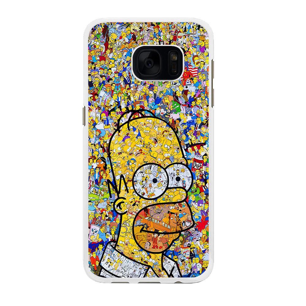 Simpson Homer Sticker Collection Samsung Galaxy S7 Case-Rubber / White (2D Case)-Xtracase