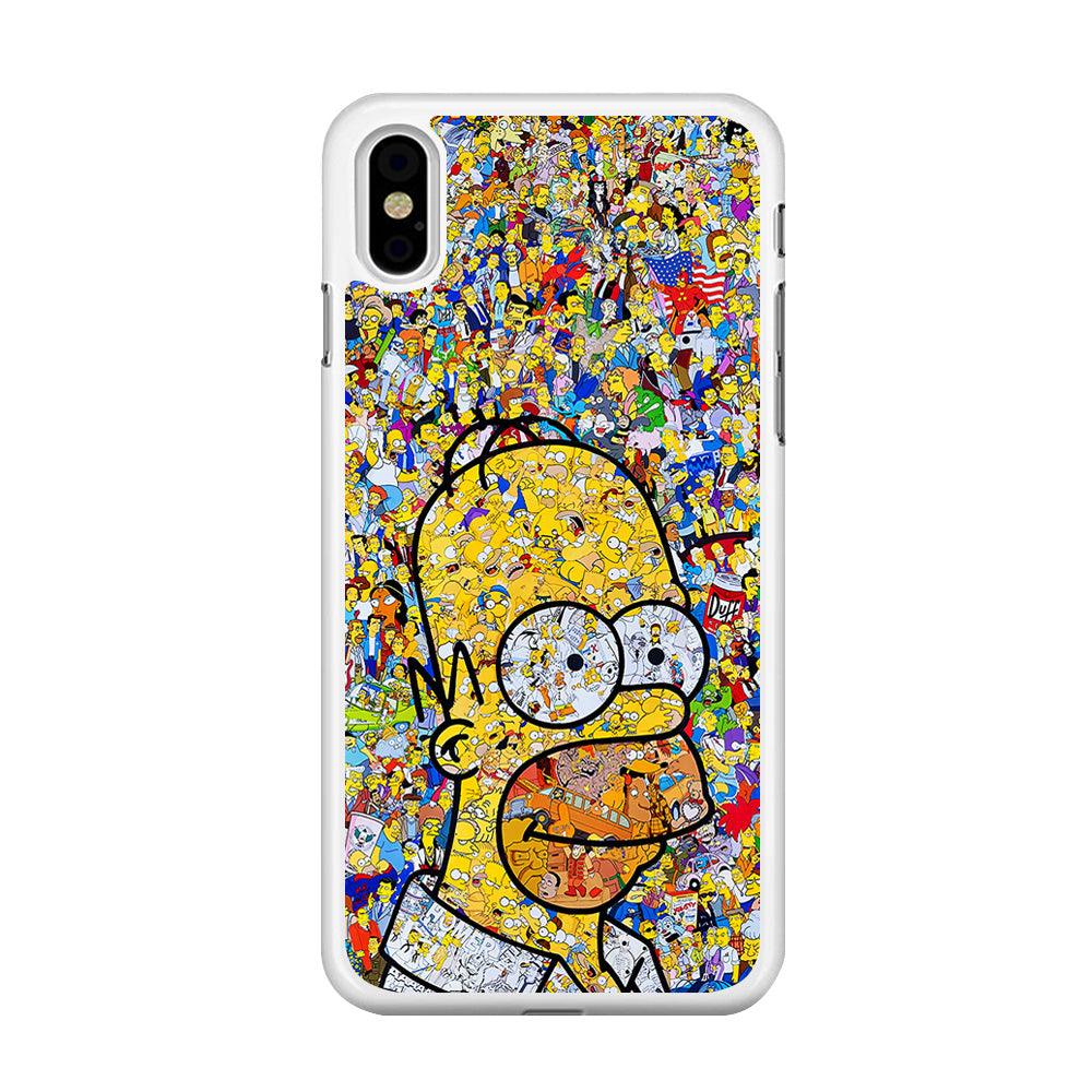 Simpson Homer Sticker Collection iPhone Xs Case-Rubber / White (2D Case)-Xtracase