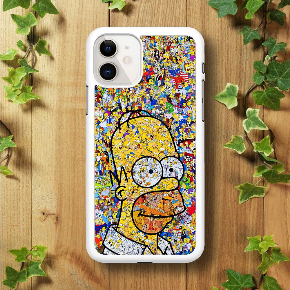 Simpson Homer Sticker Collection iPhone 11 Case-Rubber / White (2D Case)-Xtracase