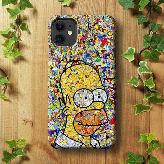 Simpson Homer Sticker Collection iPhone 11 Case-Plastic / Full Wrap (3D Case)-Xtracase