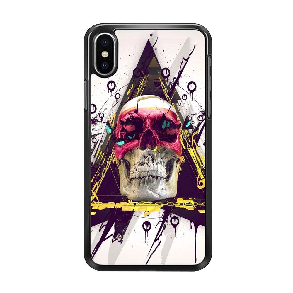 Skull Art 002 iPhone Xs Case-Rubber / Black (2D Case)-Xtracase