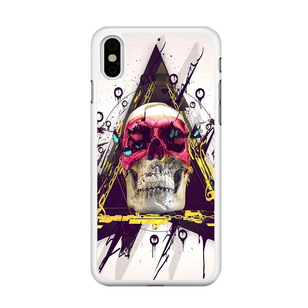 Skull Art 002 iPhone Xs Case-Rubber / White (2D Case)-Xtracase