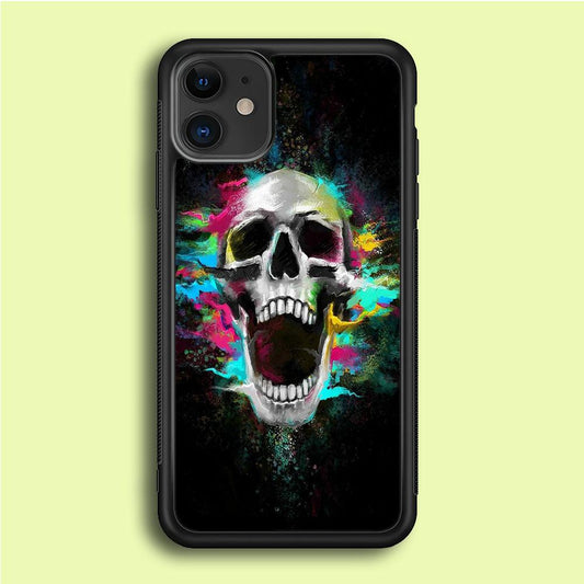 Skull Art 003 iPhone 12 Case-Rubber / Black (2D Case)-Xtracase