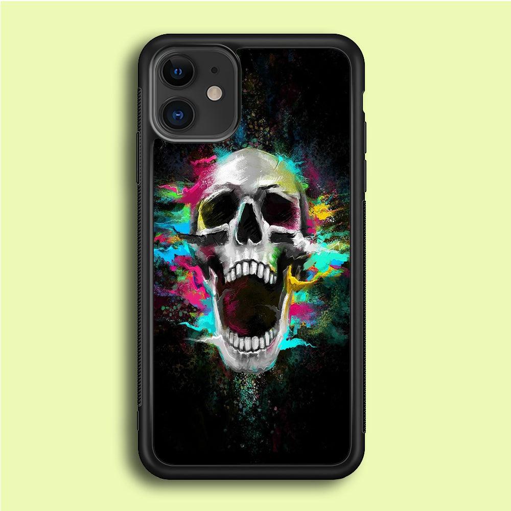 Skull Art 003 iPhone 12 Mini Case-Rubber / Black (2D Case)-Xtracase