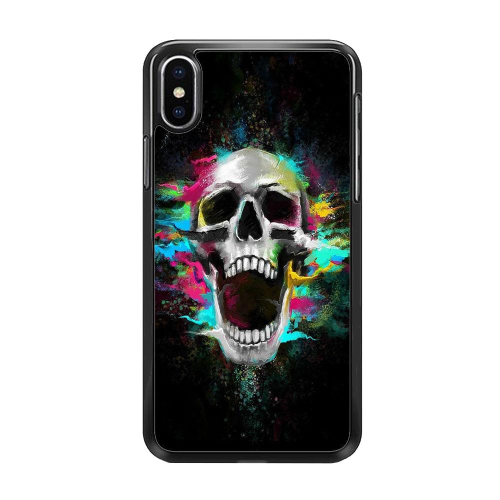 Skull Art 003 iPhone Xs Case-Rubber / Black (2D Case)-Xtracase